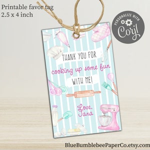 obrigado cozinhando alguma etiqueta de presente divertida | Favor de festa de cozimento para impressão | Obrigado personalizado editável você adesivos | Festa de Culinária Obrigado