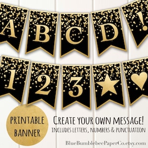 Black and Gold Party Decorations Clip Art With Frames and Banners for  Birthdays Graduation or New Years Instant Download Commercial Use 