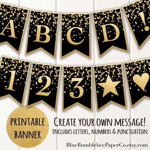 printable banner navy gold confetti glitter alphabet a z etsy uk