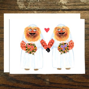 Cartão de felicitações de casamento lésbico corajoso