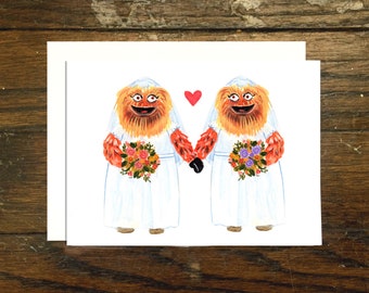 Gritty Lesbian Wedding Greeting Card