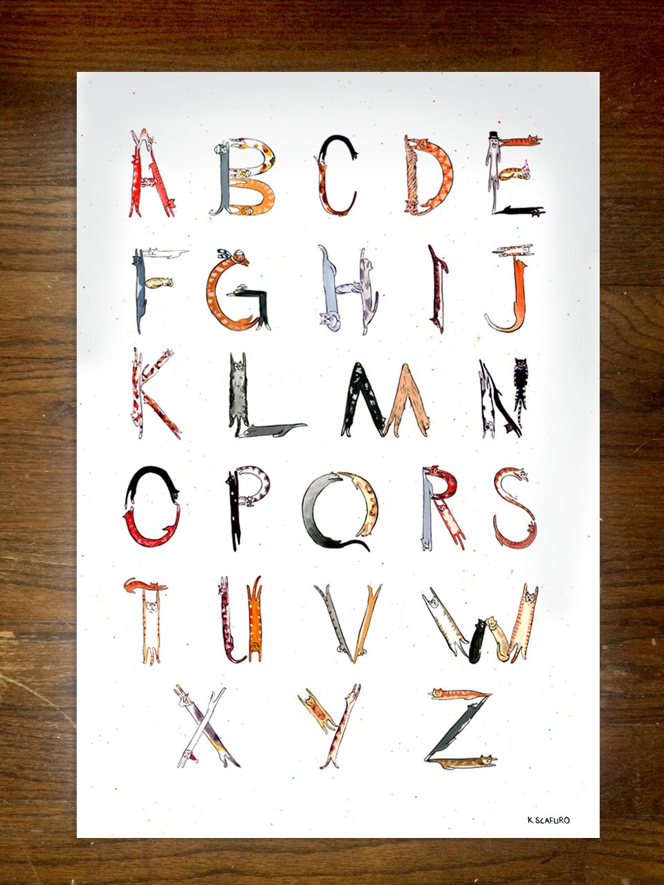 KatzeBuchstabenAlphabet drucken 12 x 18 Etsy