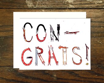 Cat Lettered Congrats Greeting Card