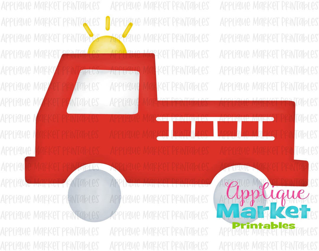 Red Fire Truck Watercolor Printable PNG, Sublimation Design, Digital ...
