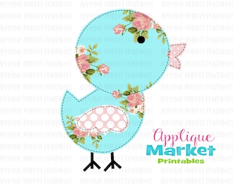 Chick Primavera Floral Faux Appux Pasqua stampabile PNG, Design sublimazione, Download istantaneo digitale per il trasferimento di calore
