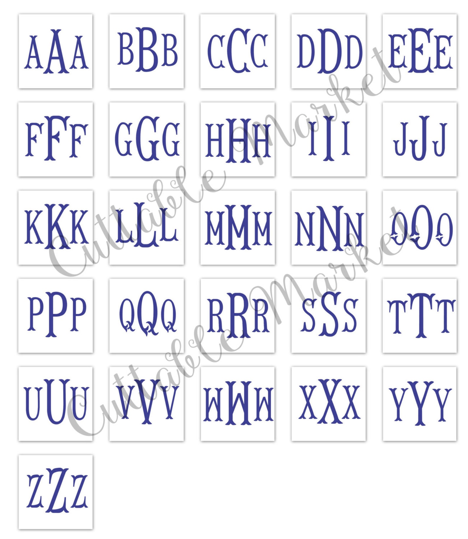 EXCLUSIVE Fishtail Monogram Font SVG DXF and Jpg Etsy