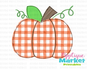 Pumpkin Orange Gingham Faux Applique PNG, design sublimazione, download istantaneo digitale per il trasferimento di calore