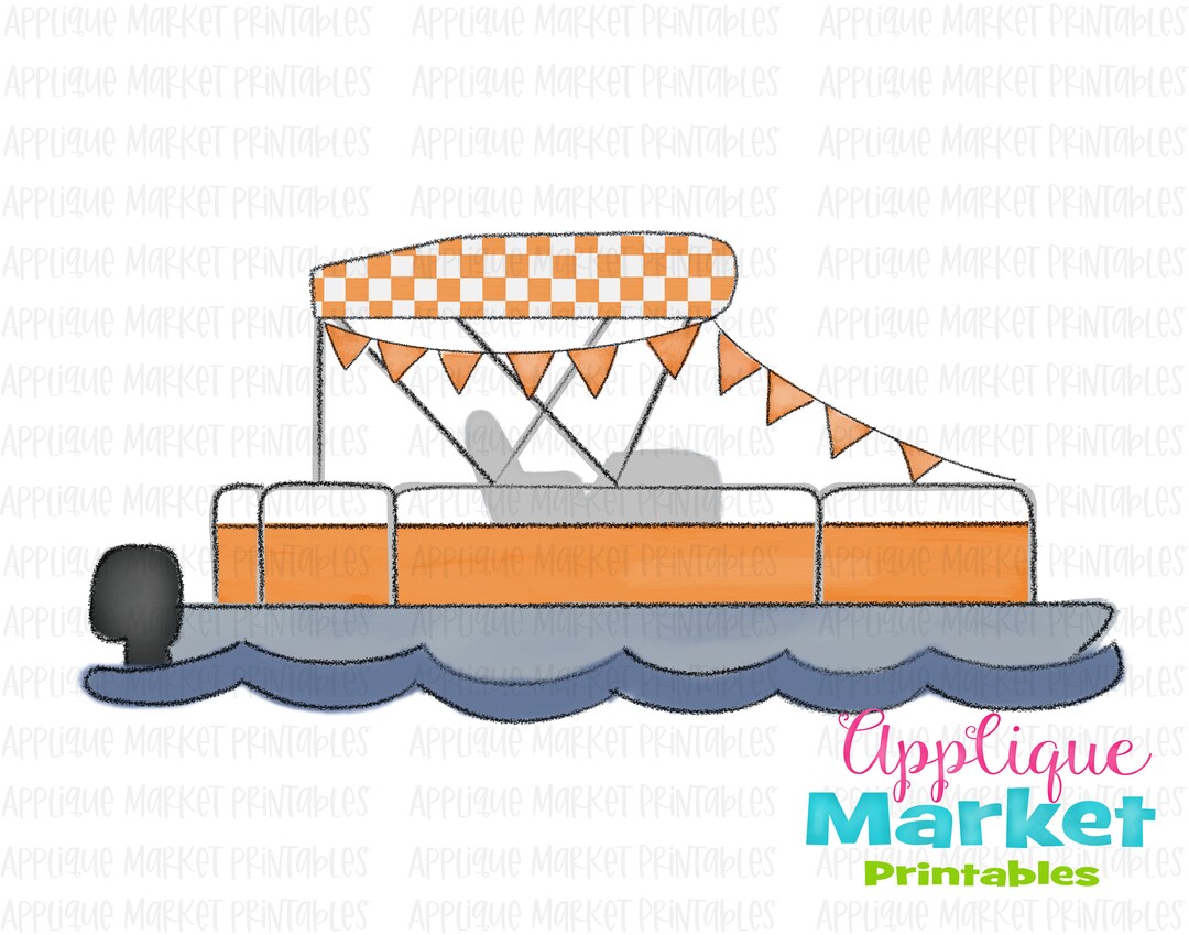 Pontoon Boat Checkerboard Orange Bunting Tennessee Watercolor Printable ...