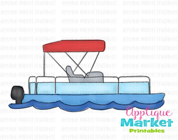 Pontoon Boat Party Barge Watercolor Printable Png Sublimation Etsy