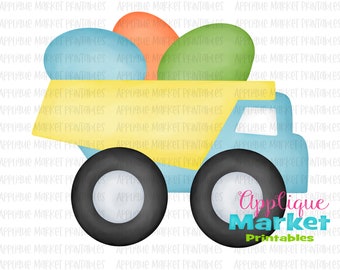 Dump Truck Easter Eggs Printable PNG, Sublimation Design, Digital Instant Download for Heat Transfer