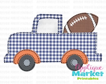 Florida Gator Football Truck Faux Applique Gingham Arancione Blu Stampabile PNG, Design Sublimation, Download istantaneo digitale per il trasferimento di calore