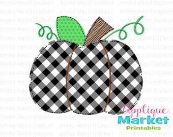 Pumpkin Black Buffalo Check Gingham Faux Applique PNG, Sublimation Design, Digital Instant Download for Heat Transfer