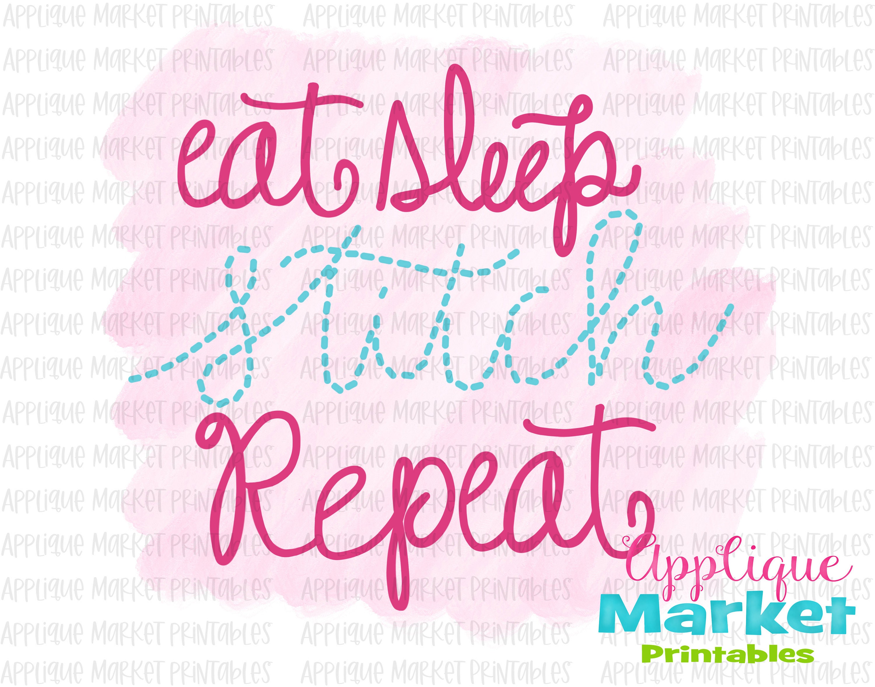 Eat Sleep Stitch Repeat Saying Faux Stitches Printable PNG Etsy
