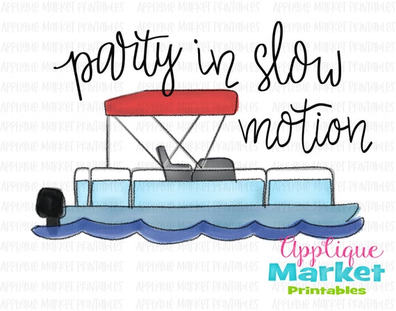 Pontoon Boat Party Slow Motion July 4th Patriotic Watercolor Etsy