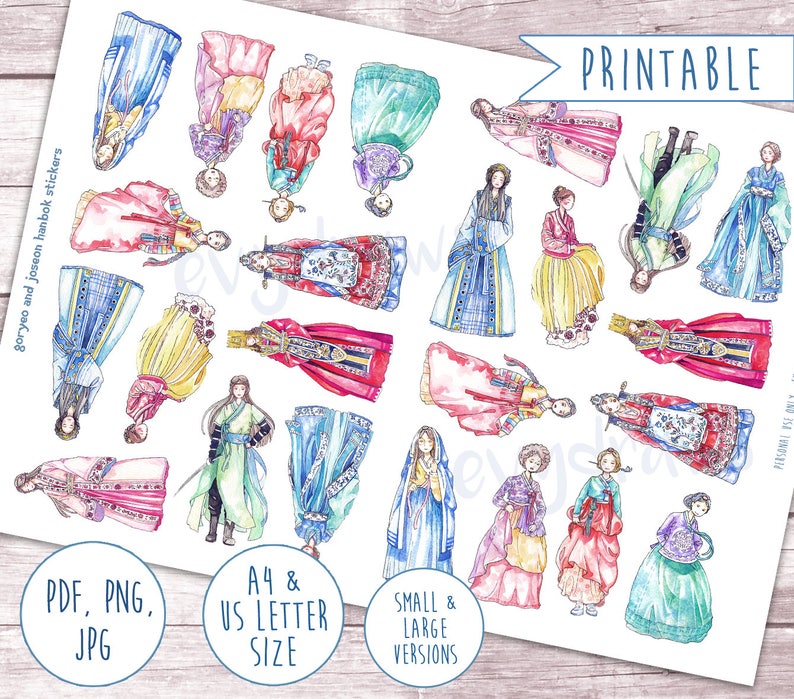 korea hanbok printable stickers korean culture traditional etsy