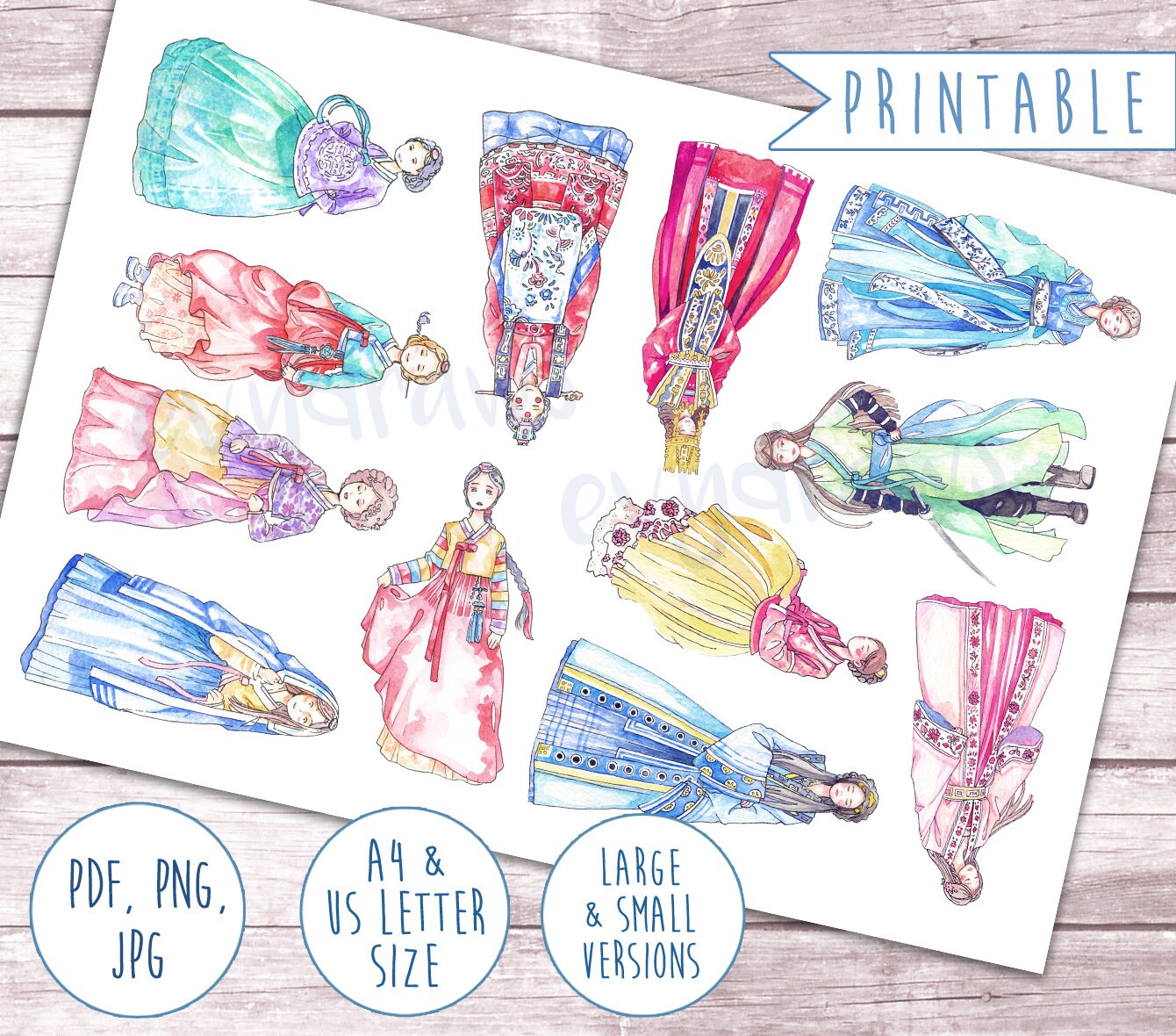 korea hanbok printable stickers korean culture traditional