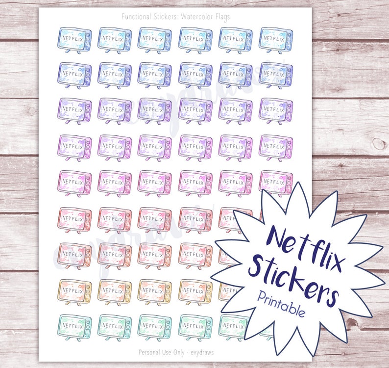 Printable Netflix Planner Stickers Digital Download | Etsy