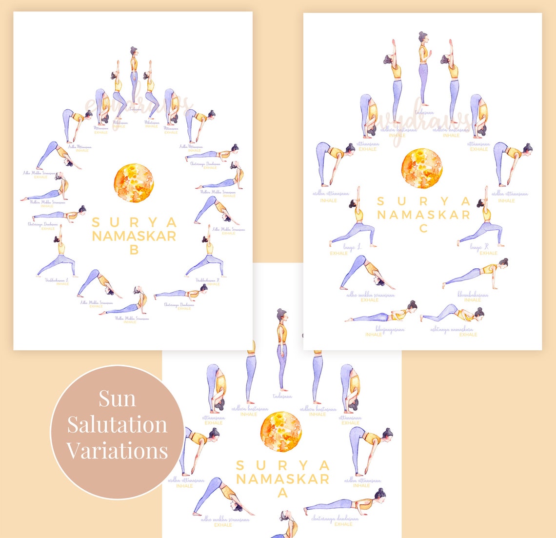 Yoga Poster Printable Art Yoga Illustration Posters Artwork Etsy