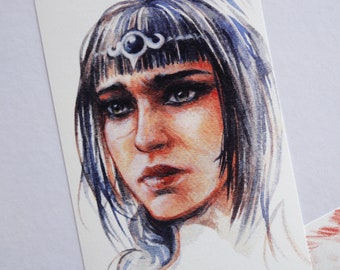 Baldur's Gate 3 Shadowheart, Watercolor Painting, Portrait Art Prints, Lae'zel & Astarion Colored Pencil Sketch Print