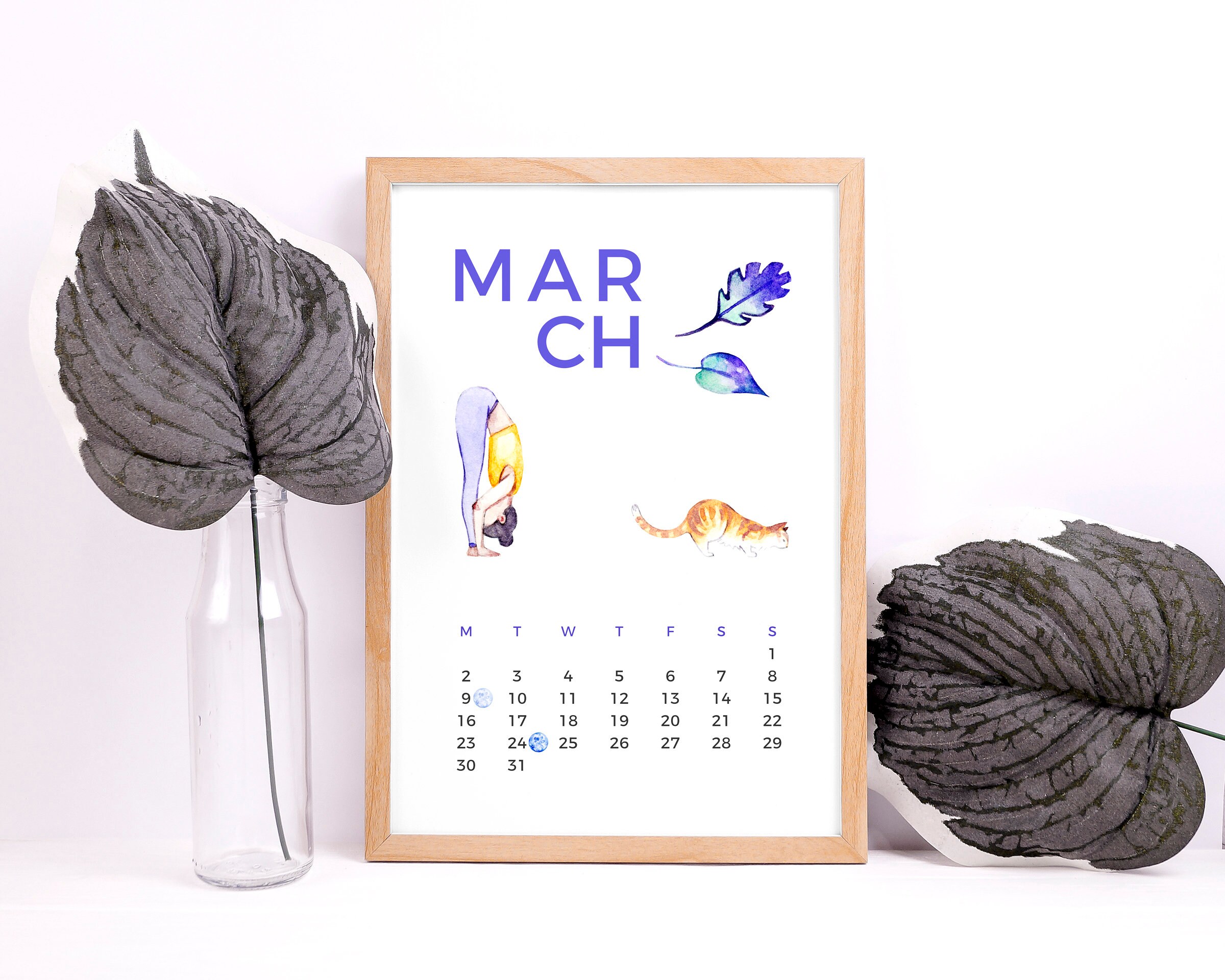 Yoga & Cat Calendar 2020 Printable Digital Download | Etsy