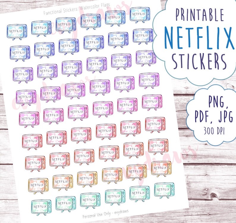 Printable Netflix Planner Stickers Digital Download | Etsy