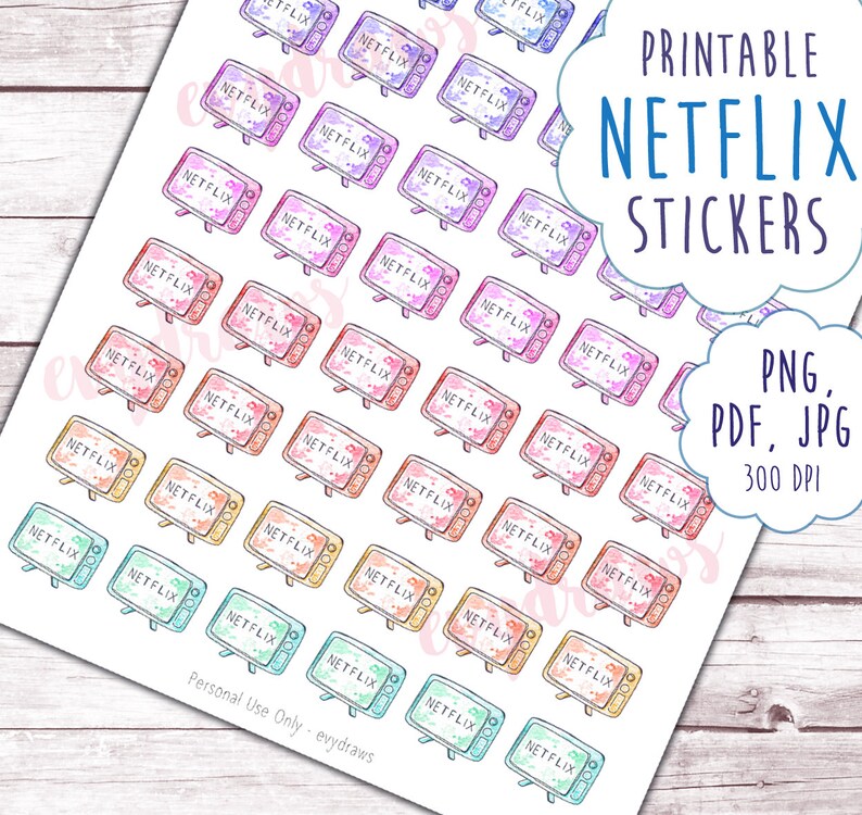 Printable Netflix Planner Stickers Digital Download | Etsy