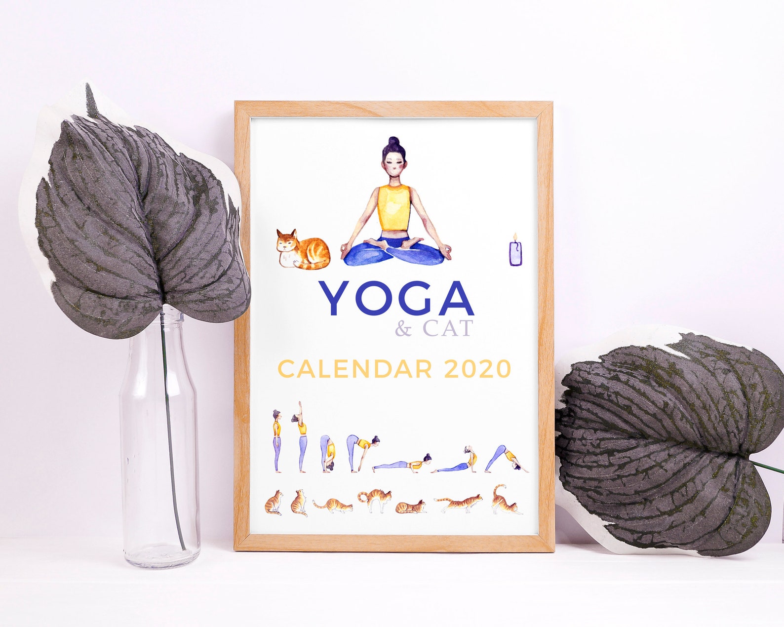 Yoga & Cat Calendar 2020 Printable Digital Download | Etsy