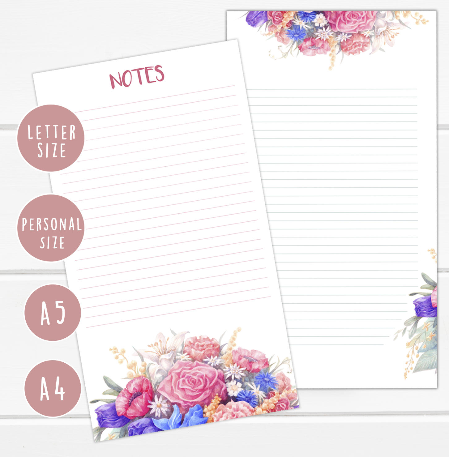 Watercolor Floral Note Printable Romantic Notes & Letter Etsy