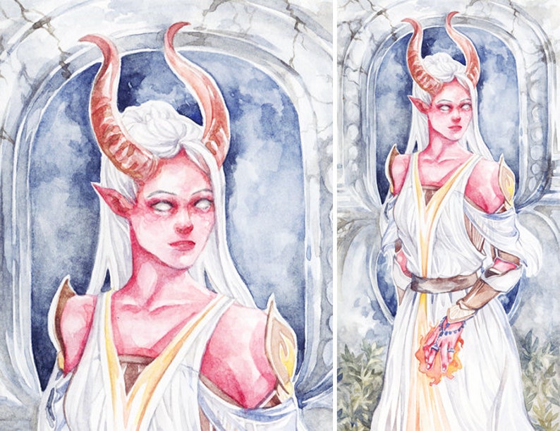 Character Design Art Pathfinder Custom Portrait Dungeons and Dragons Paper Mini Character Sheet Watercolor DnD Character Illustration