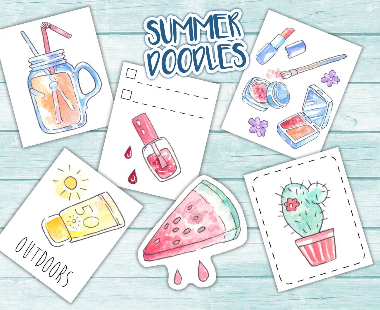 Doodle Art Summer Beauty Planner Boxes Printable Etsy