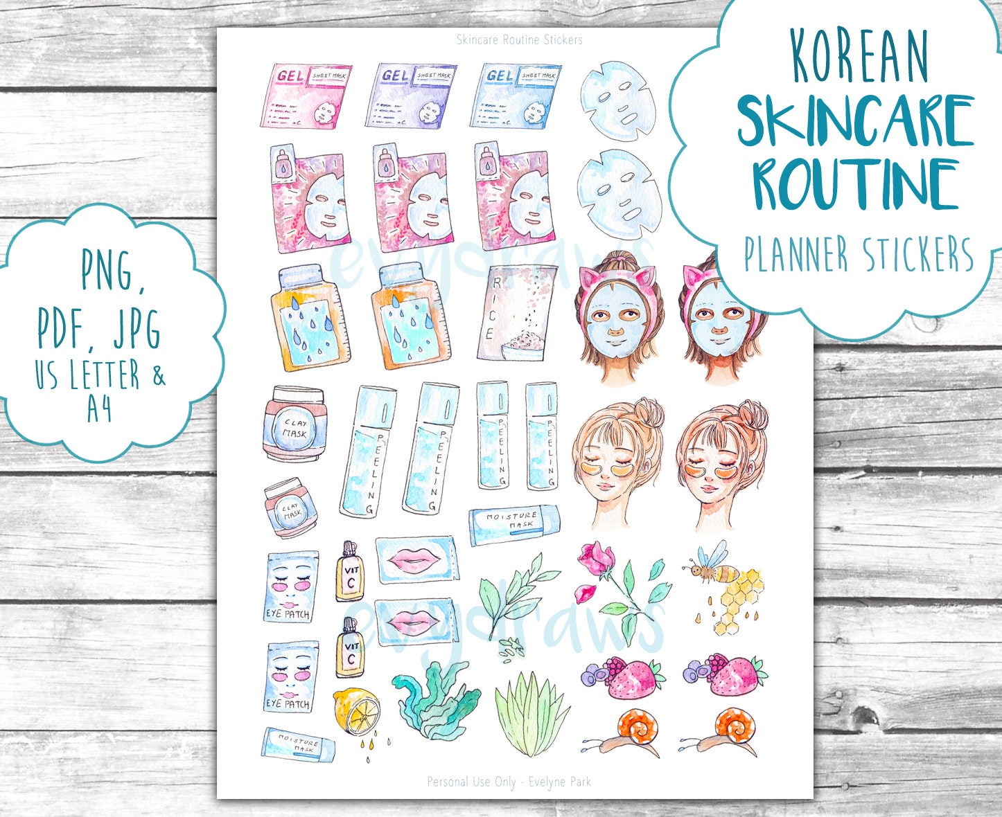 Cute Skincare  Routine Planner Stickers  DIGITAL Etsy