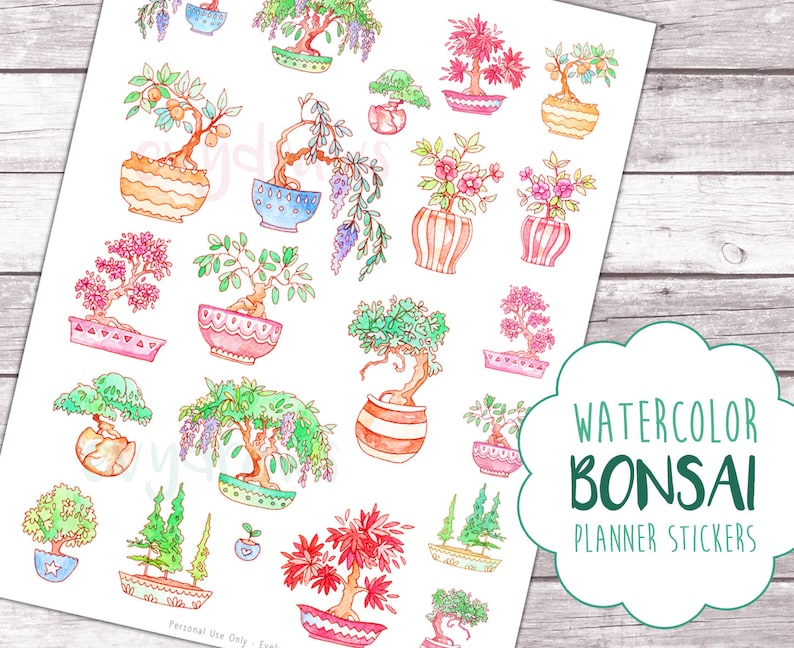 Bonsai Tree Stickers Printable Electronic Down load Tree Sticker Printables, Mother nature Stickers, Watercolor Drawings Planner Decor, Hobonichi graphic regarding Printable Stickers named Bonsai Tree Stickers Printable Electronic Down load Tree Sticker Printables, Mother nature Stickers, Watercolor Drawings Planner Decor, Hobonichi