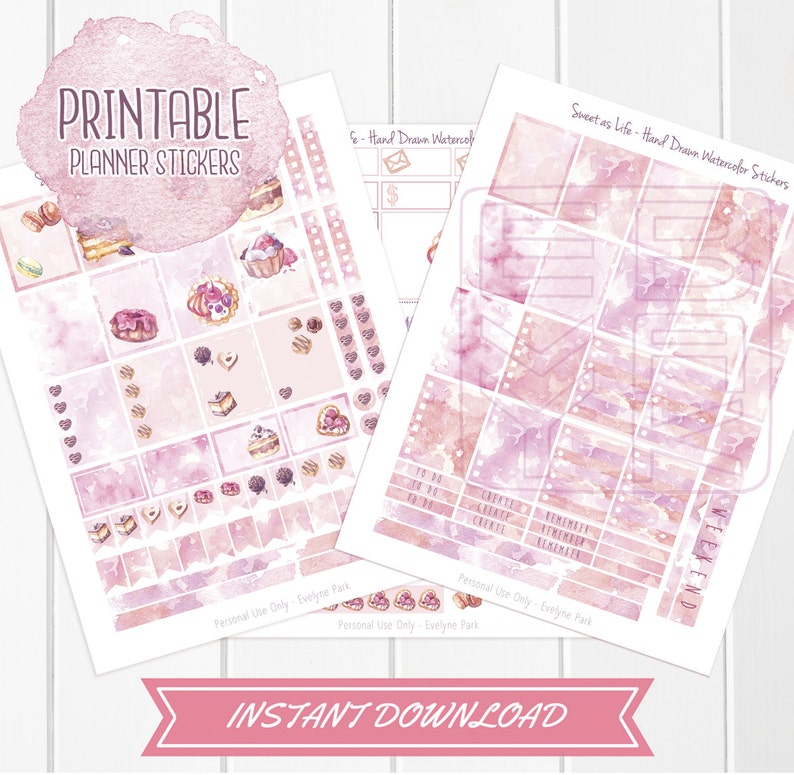 Sweet Printable Planner Stickers Hand Drawn Dessert & Cake Etsy Sweet Printable Planner Stickers Hand Drawn Dessert & Cake Etsy
