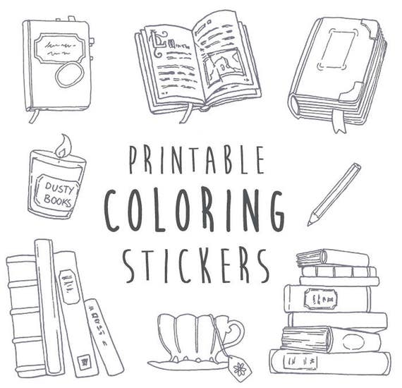 NaNoWriMo Writing & Books Coloring Stickers Printable | Etsy