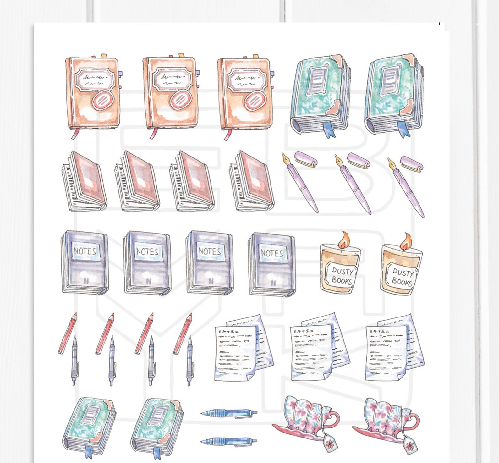 Book Stickers Printable Books & Novel Writing Hand-drawn - Etsy