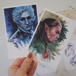 Portrait Prints | Baldur's Gate 3 Character Art | Astarion Halsin Karlach Lae'zel Wyll Gale Shadowheart, Handmade Embellished Print, BG3