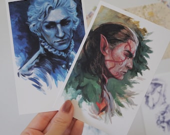 Impresiones de retratos / Arte de personajes de Baldur's Gate 3 / Astarion Halsin Karlach Lae'zel Wyll Gale Shadowheart, impresión embellecida hecha a mano, BG3