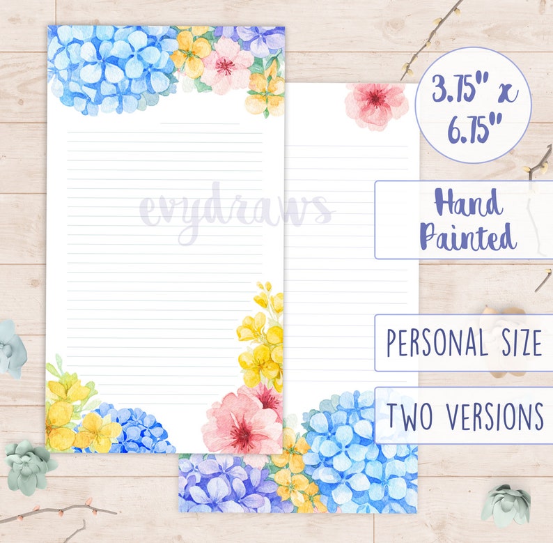 Watercolor Floral Letter Paper Printable Vintage Watercolour Etsy