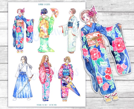 Japan Stickers Printable Kimono Women Girls Etsy Japan Stickers Printable Kimono Women Girls Etsy