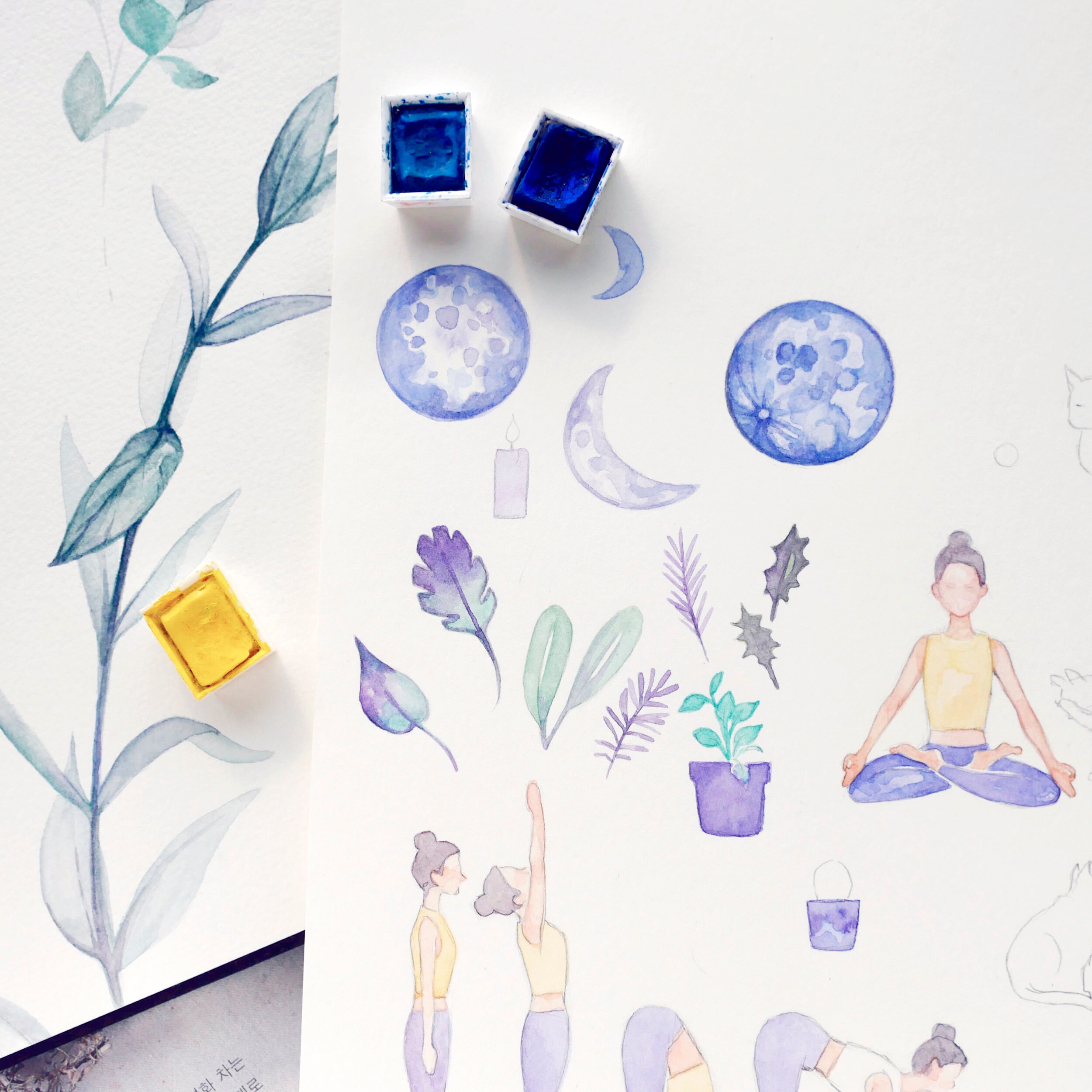 Yoga Stickers PRINTABLE Yogi Sticker Art Watercolor Etsy