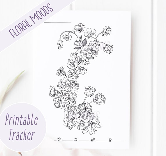 Floral Mood Tracker PRINTABLE Bullet Journal Layout for Etsy