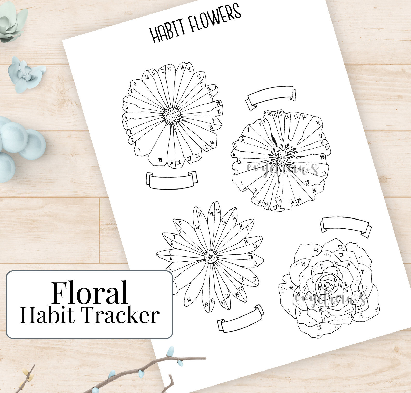Rose Habit Trackers for Bullet Journaling Sticker for Sale by noryushi