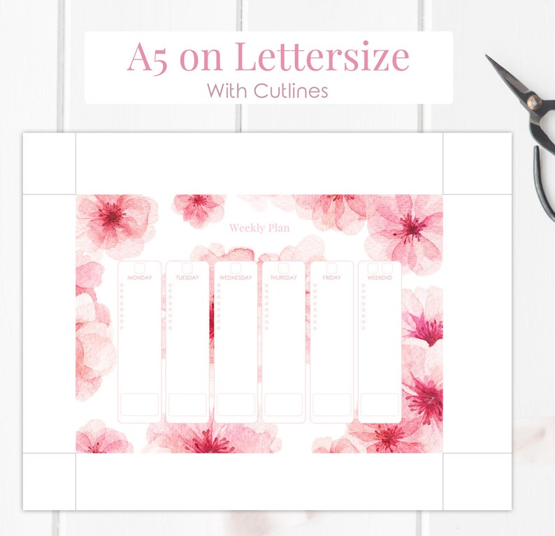 Floral Weekly Planner Printable Page A5 A4 Letter Desk | Etsy