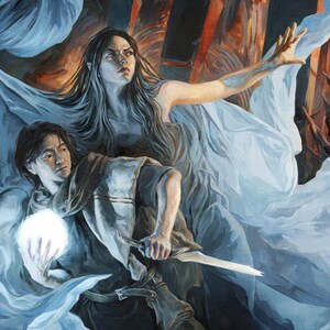 Stealing a Silmaril - Beren and Luthien Art Print 7 x 10 | Acrylic Painting | Silmarillion Morgoth Illustration