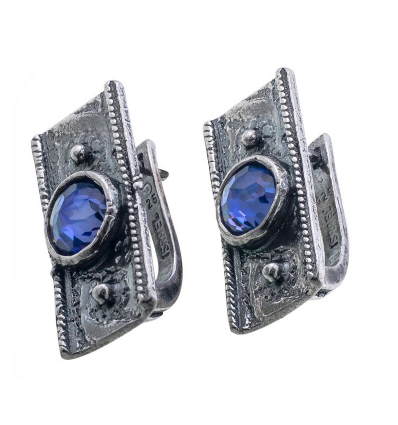 Silver Earrings Sterling Silver Earrings August Birthstone Blue CZ Earrings Silver Jewelry Zircon Earrings Summer Handmade Jewelry