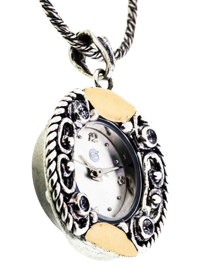 Watch Pendant Necklace Sterling Silver Pendant 9 Karat Gold Etsy
