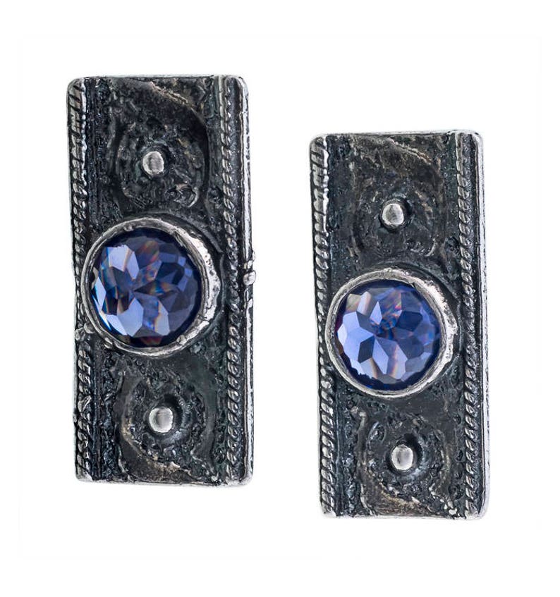 Silver Earrings Sterling Silver Earrings August Birthstone Blue CZ Earrings Silver Jewelry Zircon Earrings Summer Handmade Jewelry