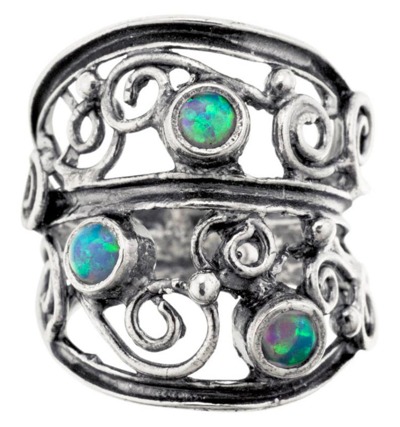 Unique silver ring synth Blue Opal Ring Silver ring handmade Womens silver ring Gemstone ring