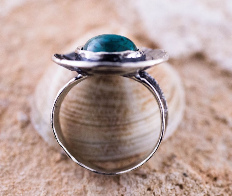 Sterling Silver Ring Turquoise Ring Green Ring Winter Ring December Birthstone Ring Silver Turquoise Ring handmade