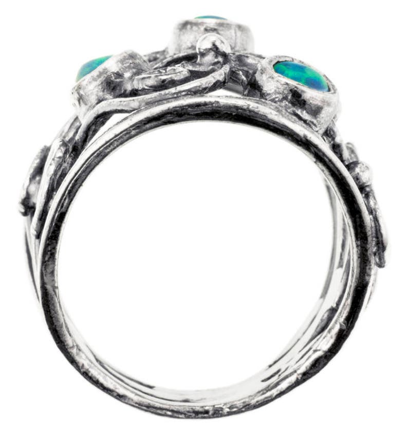 Unique silver ring synth Blue Opal Ring Silver ring handmade Womens silver ring Gemstone ring